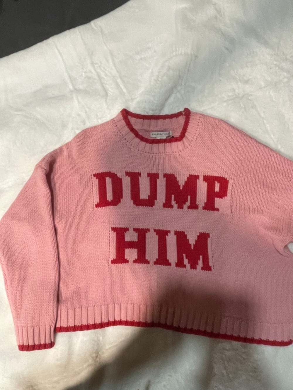 Sincerly Jules Pink Sweater with Red Lettering - 'DUMP HIM' Crewneck - Picture 2 of 7